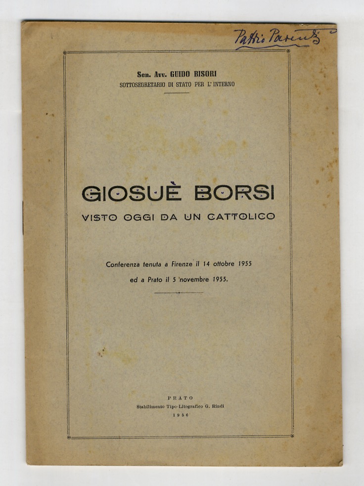 Giosuè Borsi visto oggi da un cattolico. Conferenza.