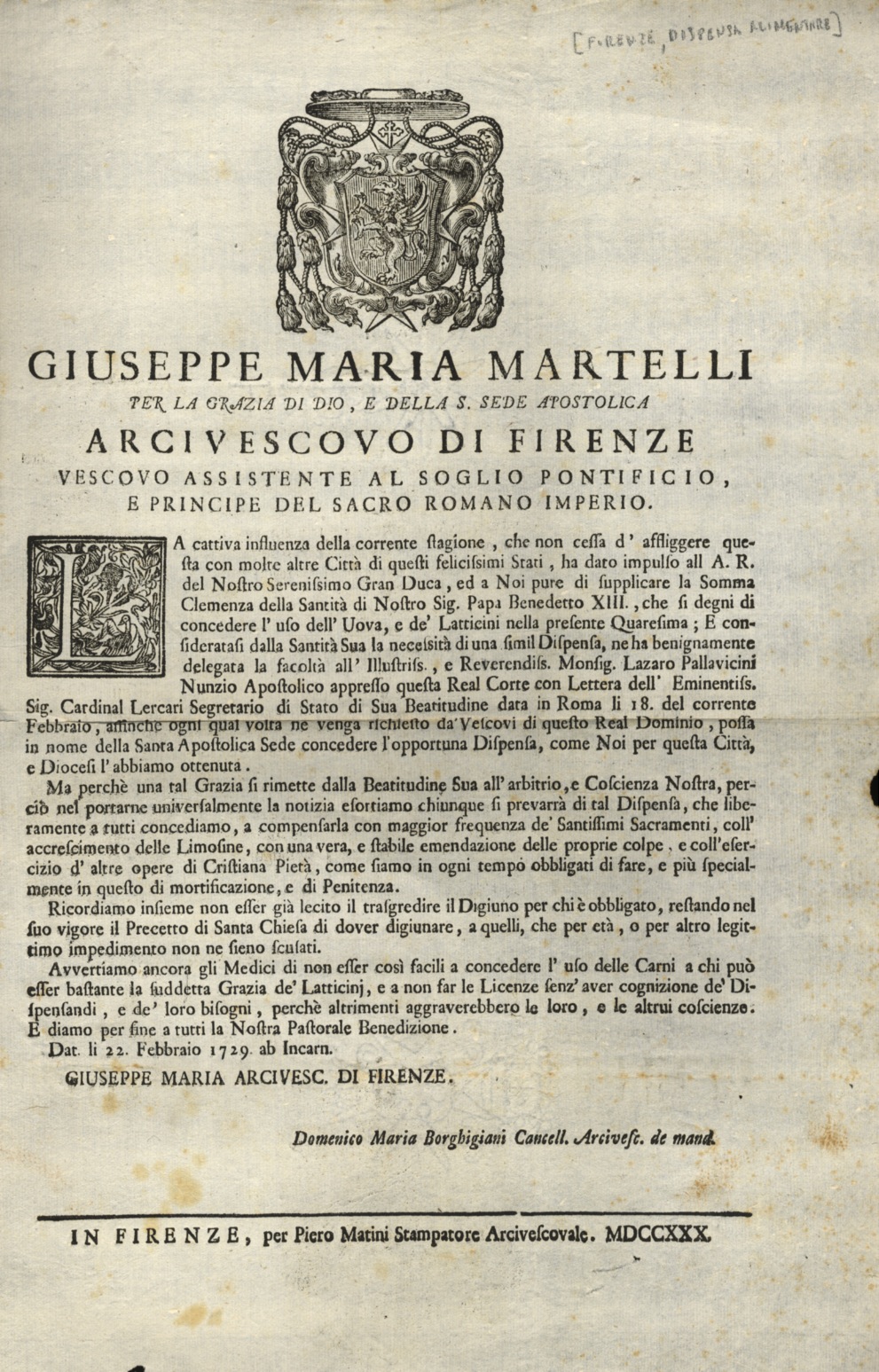Giuseppe Maria Martelli [.] Arcivescovo di Firenze [.] La cattiva …