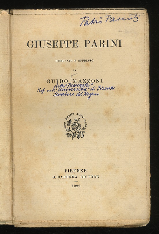 Giuseppe Parini. Disegnato e studiato da Guido Mazzoni.