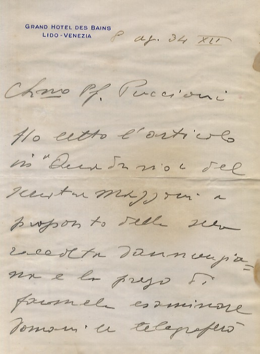 Gruppo di 5 lettere e cartoline, manoscritte o dattiloscritte, firmate, …