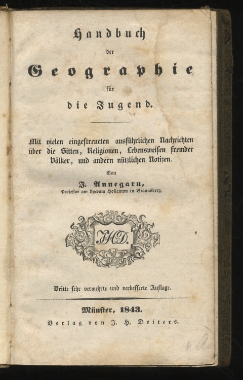 Handbuch der Geographie für die Jugend. Mit vielen eingestreueten ausführlichen …