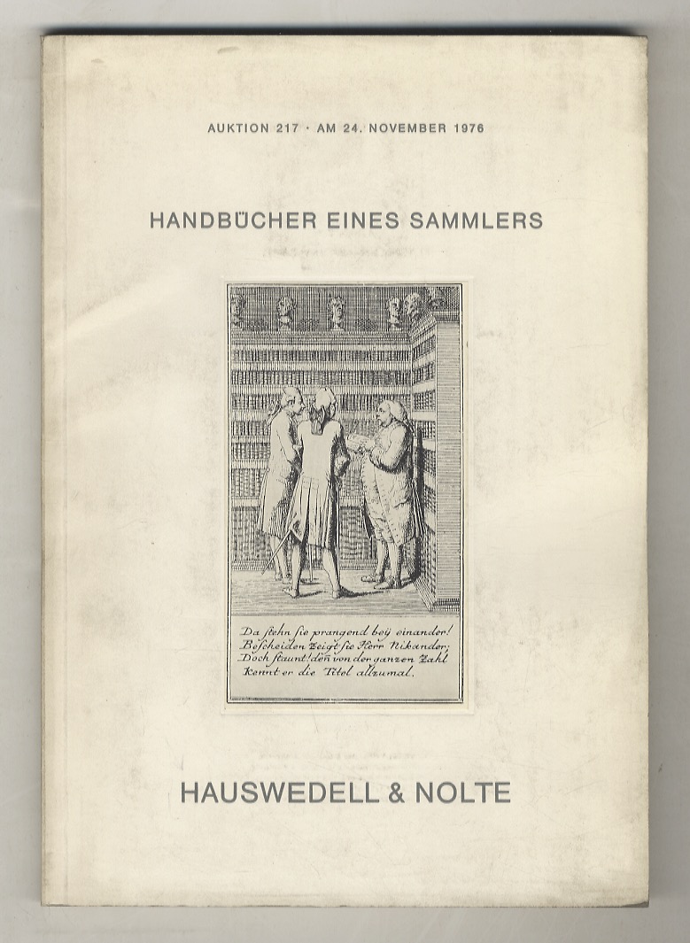Handbücher eines Sammlers. Auktion 217. Am 24 November 1976. Mit …