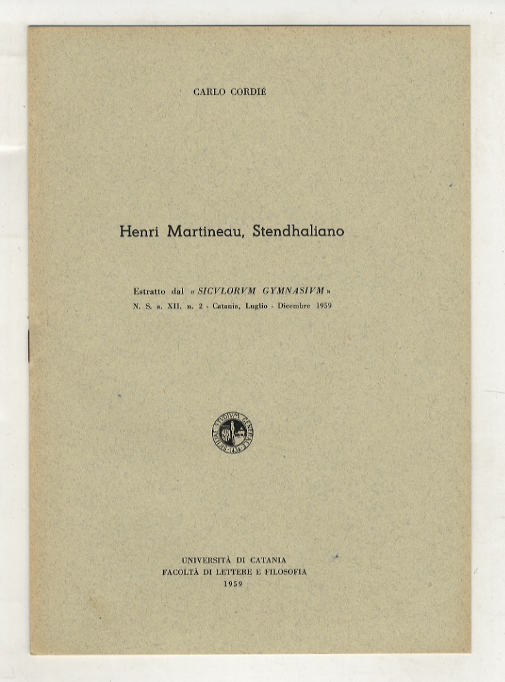 Henri Martineau, Stendhaliano. Estratto dal "Siculorum Gymnasium" [.].