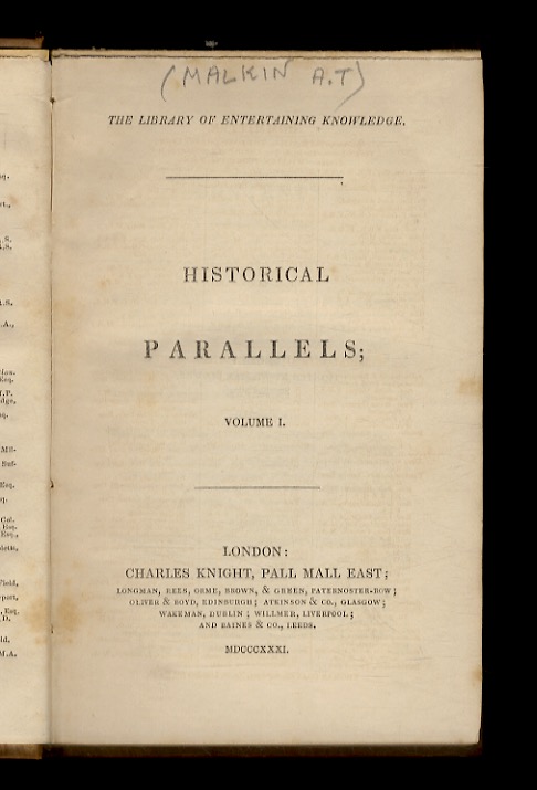 Historical Parallels. Volume I.