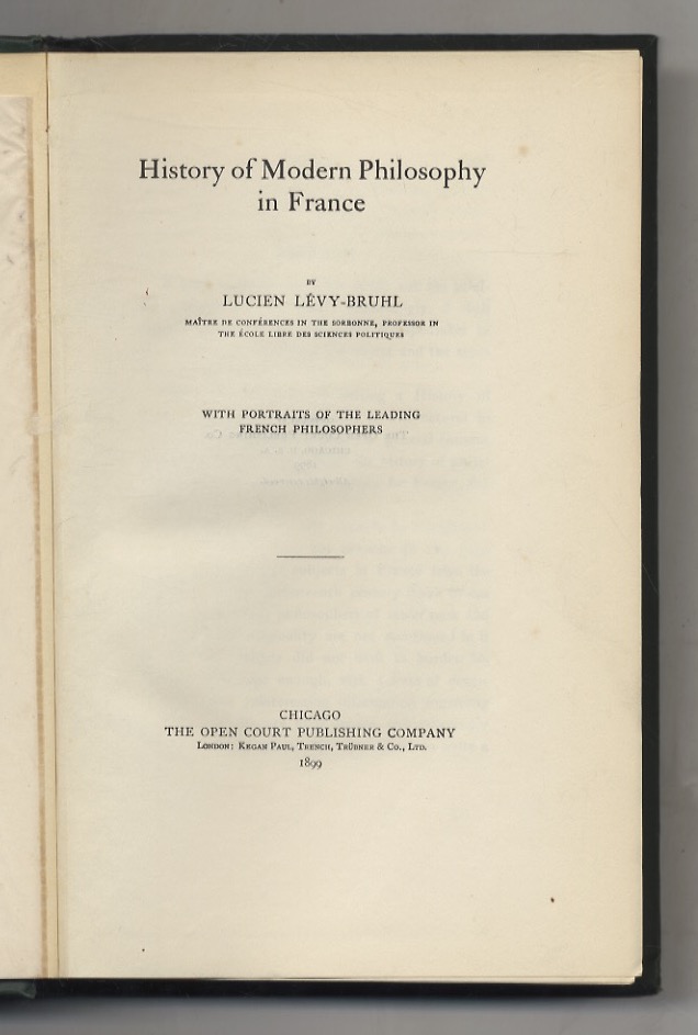 History of Modern Philosophy in France. With portraits of the …