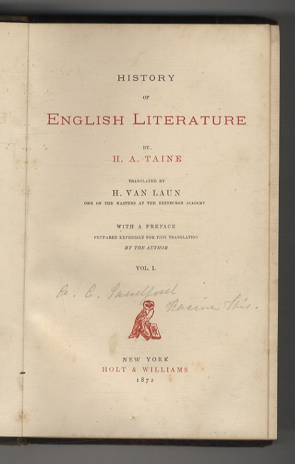 History of the English Literature. Translated by H. Van Laun. …