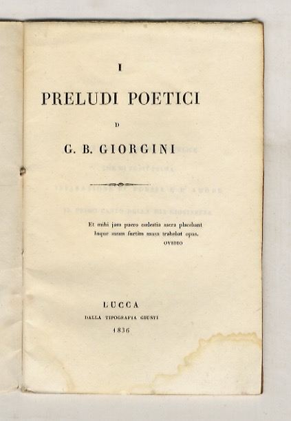 I preludi poetici di G.B. Giorgini.
