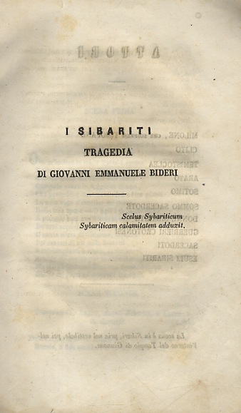 I Sibariti. Tragedia. (Segue:) Pochi pensieri sulla tragedia "I Sibariti". …