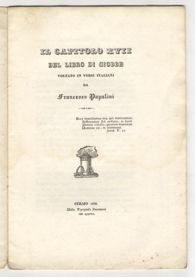 Il capitolo XVII del Libro di Giobbe. Voltato in versi …