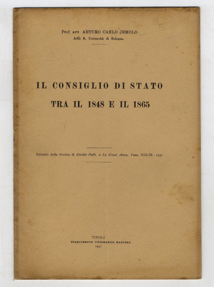 Il Consiglio di Stato tra il 1848 e il 1865.