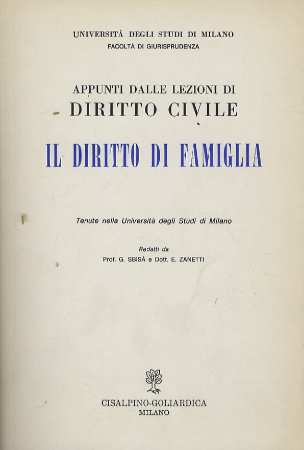 Il diritto di famiglia. Appunti dalle lezioni di diritto civile …