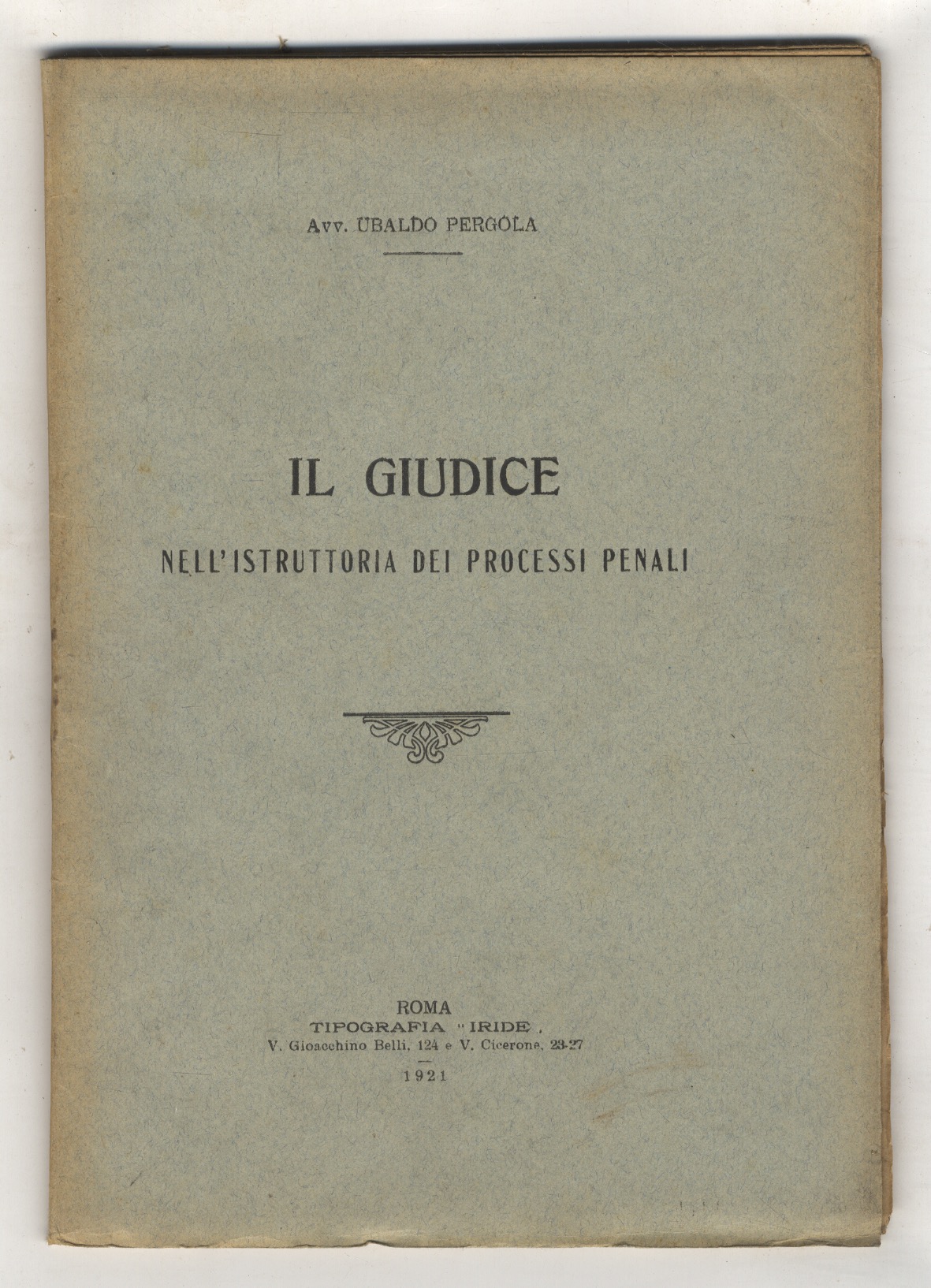 Il Giudice nell'istruttoria dei processi penali.
