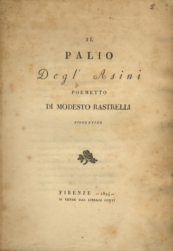 Il palio degl'asini poemetto di Modesto Rastrelli fiorentino.