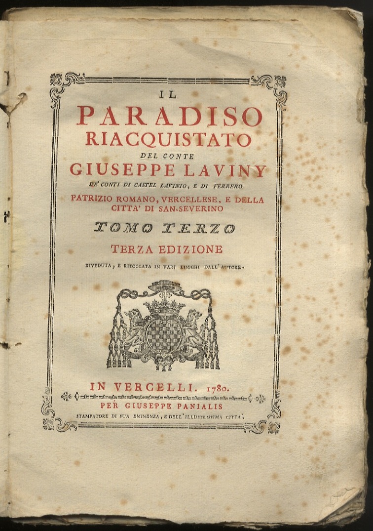 Il paradiso riacquistato del conte Giuseppe Laviny de' conti di …