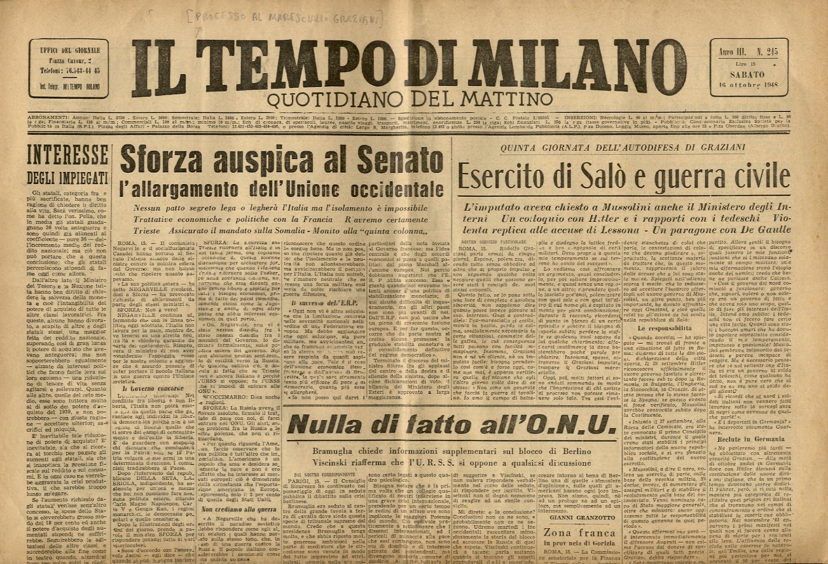 Il Tempo di Milano. Quotidiano del mattino. Disponiamo di 11 …