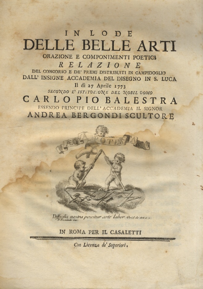 In lode delle belle arti orazione e componimenti poetici. Relazione …