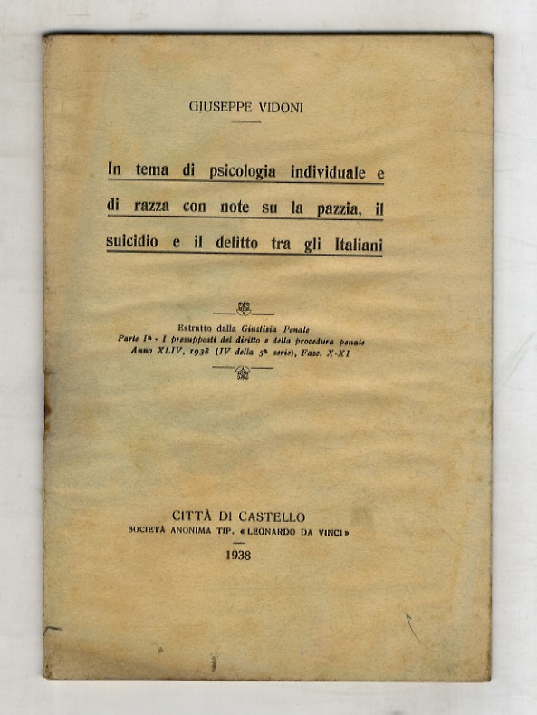 In tema di psicologia individuale e di razza. Con note …