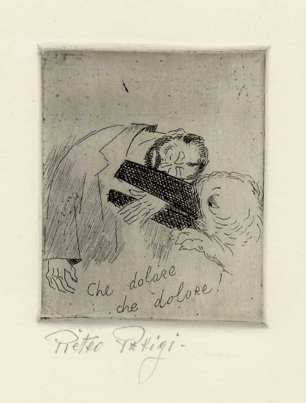 Incisione in rame su cartoncino, mm. 95x75 (la lastra), mm. …