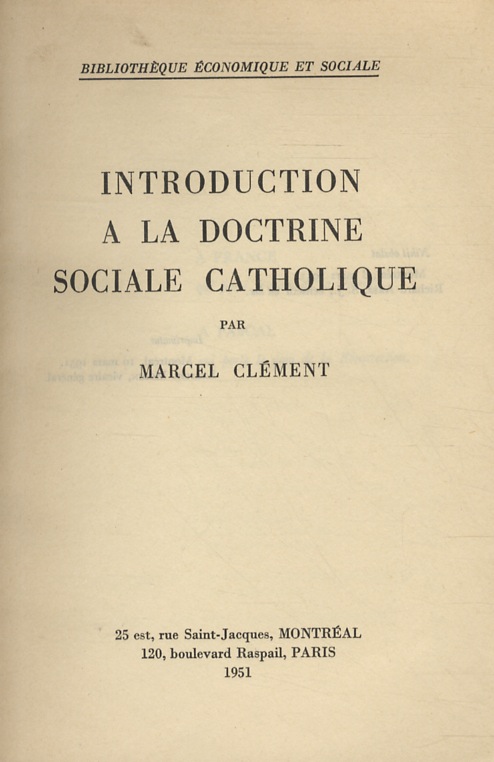 Introduction à la doctrine sociale catholique.