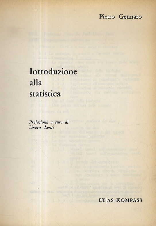Introduzione alla statistica. Prefazione a cura di Libero Lenti.