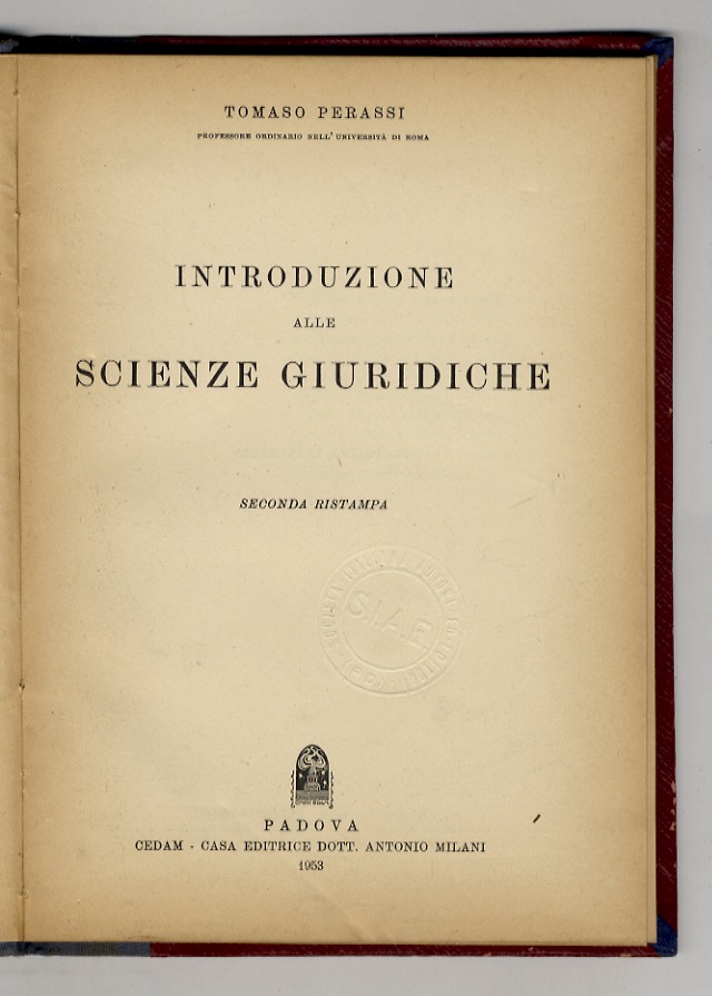 Introduzione alle scienze giuridiche. Ristampa.