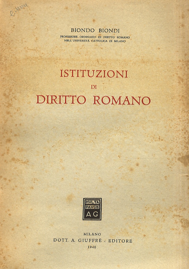 Istituzioni di diritto romano.