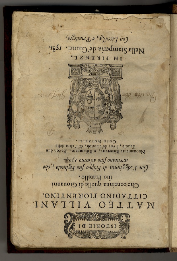 Istorie di Matteo Villani cittadino fiorentino. Che continua quelle di …