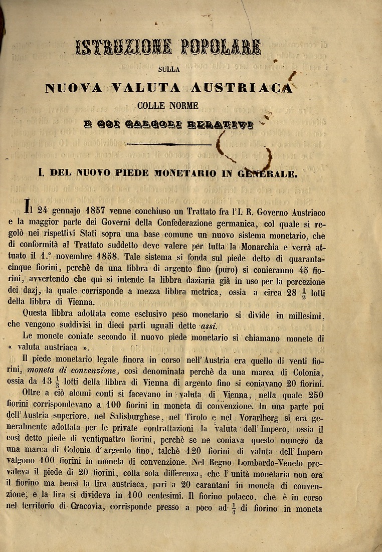 ISTRUZIONE popolare sulla nuova valuta Austriaca colle norme e coi …