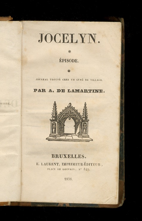 Jocelyn. Episode. Journal trouvé chez un curé de village.