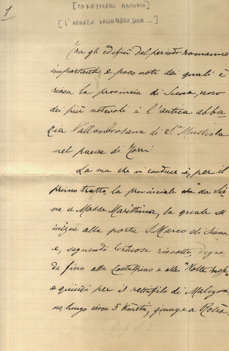 [L'abbazia vallombrosana di Santa Mustiola a Torri].