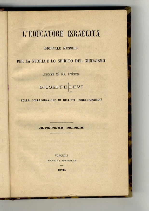 L'educatore israelita. Giornale mensile per la storia e lo spirito …