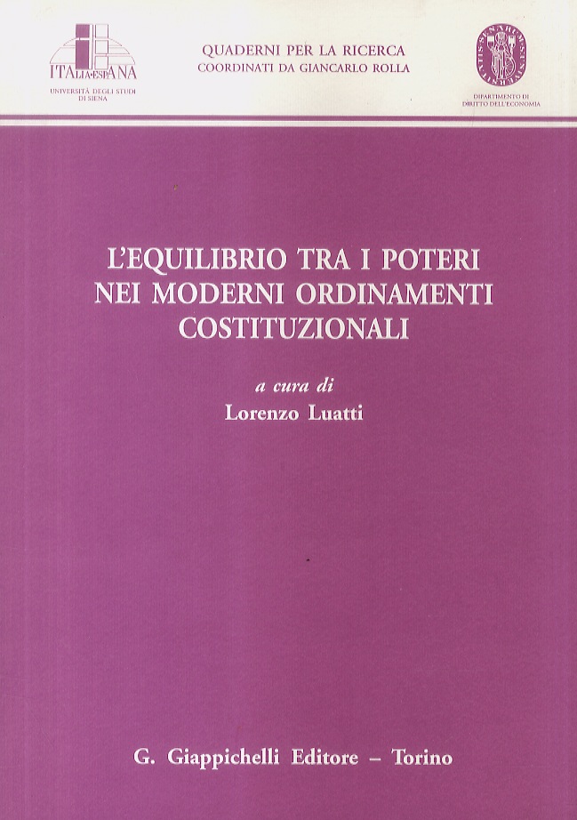 L'equilibrio tra i poteri nei moderni ordinamenti costituzionali.
