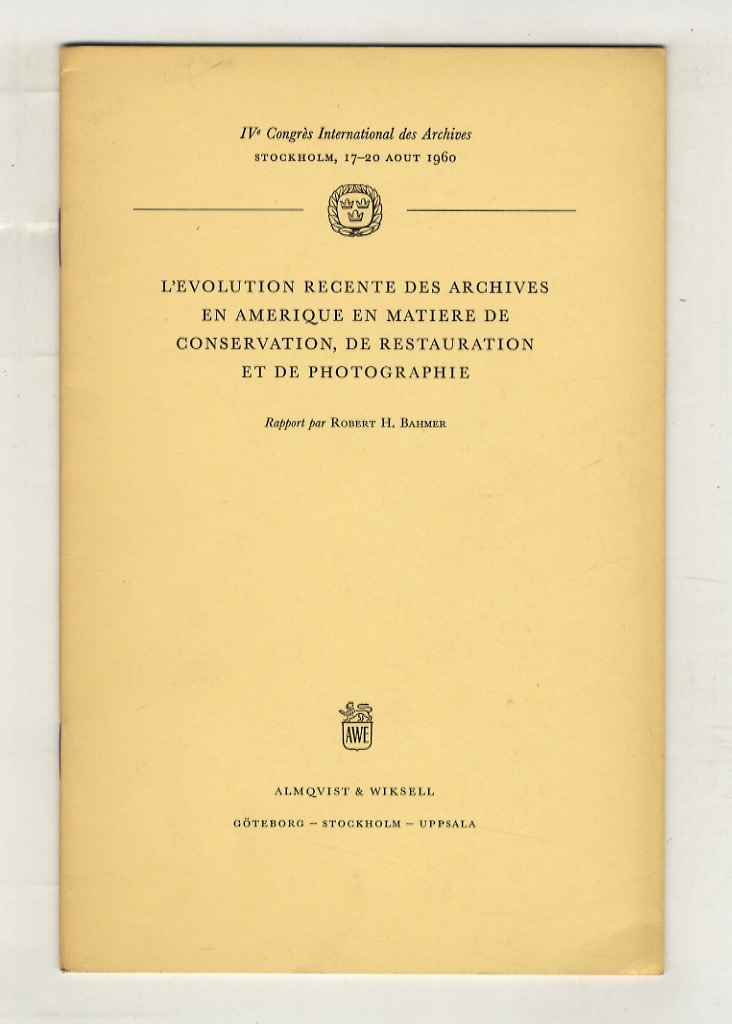 L'Evolution recente des archives en Amerique en matiere de conservation, …