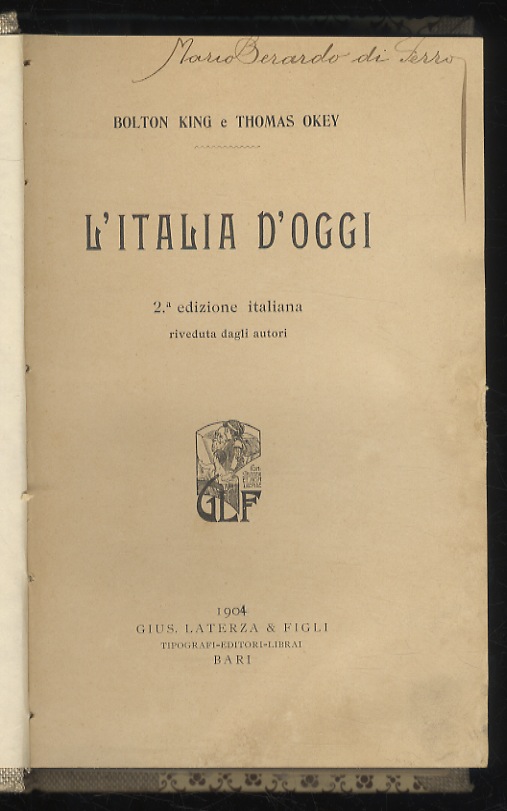 L'Italia d'oggi. 2a edizione italiana riveduta dagli autori.