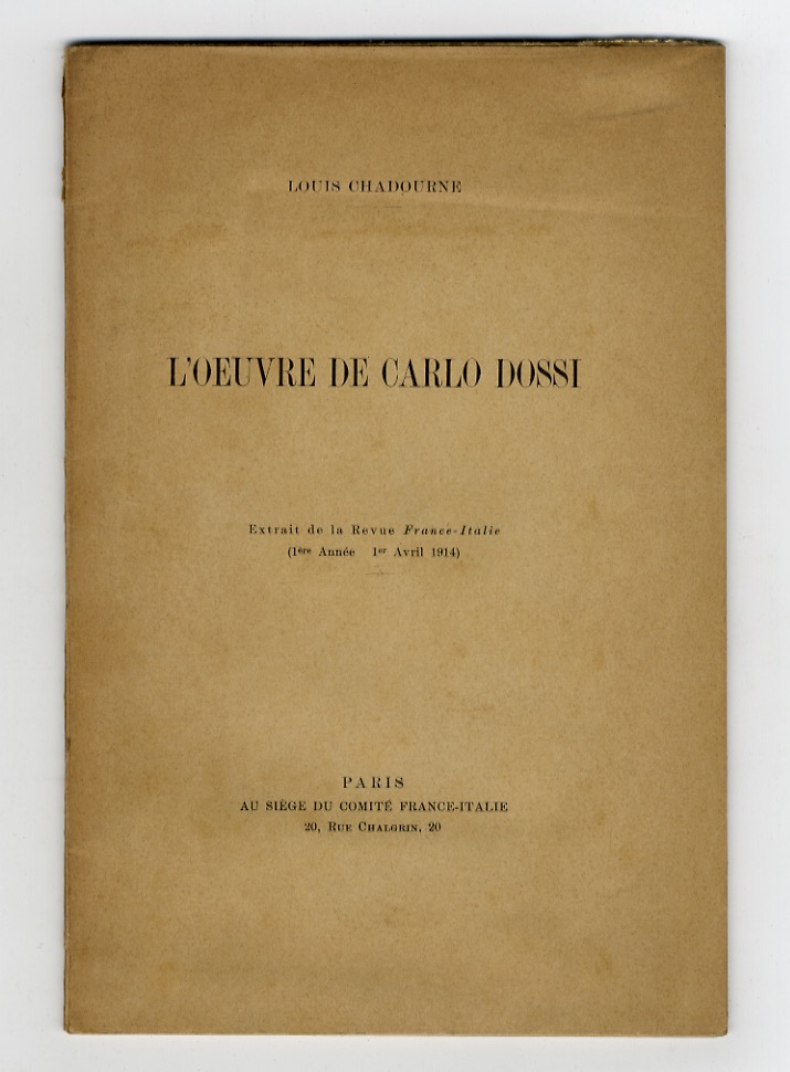L'oeuvre de Carlo Dossi.