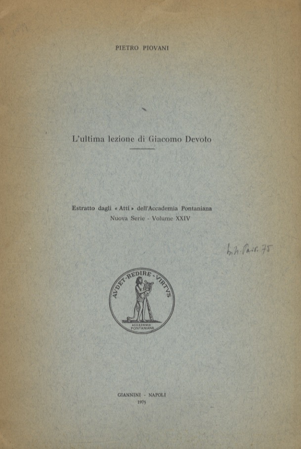 L'ultima lezione di Giacomo Devoto.