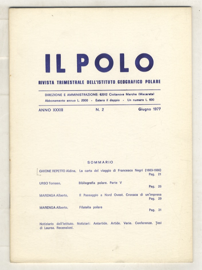 La carta del viaggio di Francesco Negri (1663-1666). [In: “Il …
