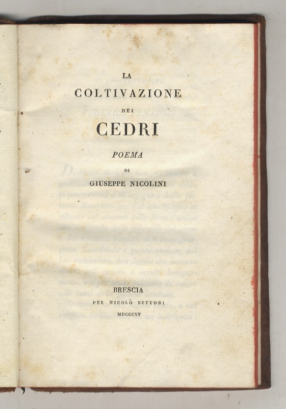 La coltivazione dei cedri. Poema.