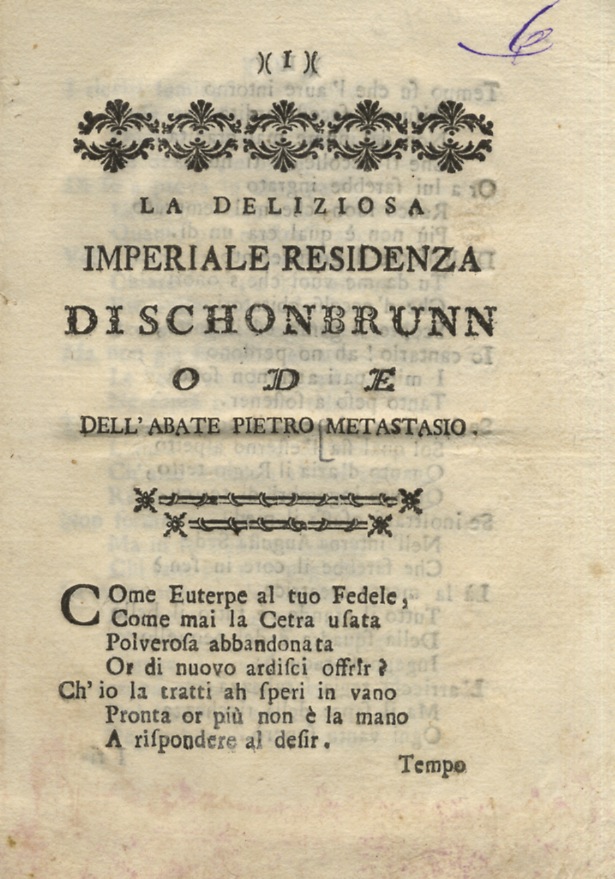 La deliziosa Imperiale Residenza di Schonbrunn. Ode [.].