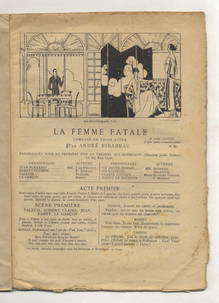 La Femme fatale. Comédie en trois actes. 5ème édition.