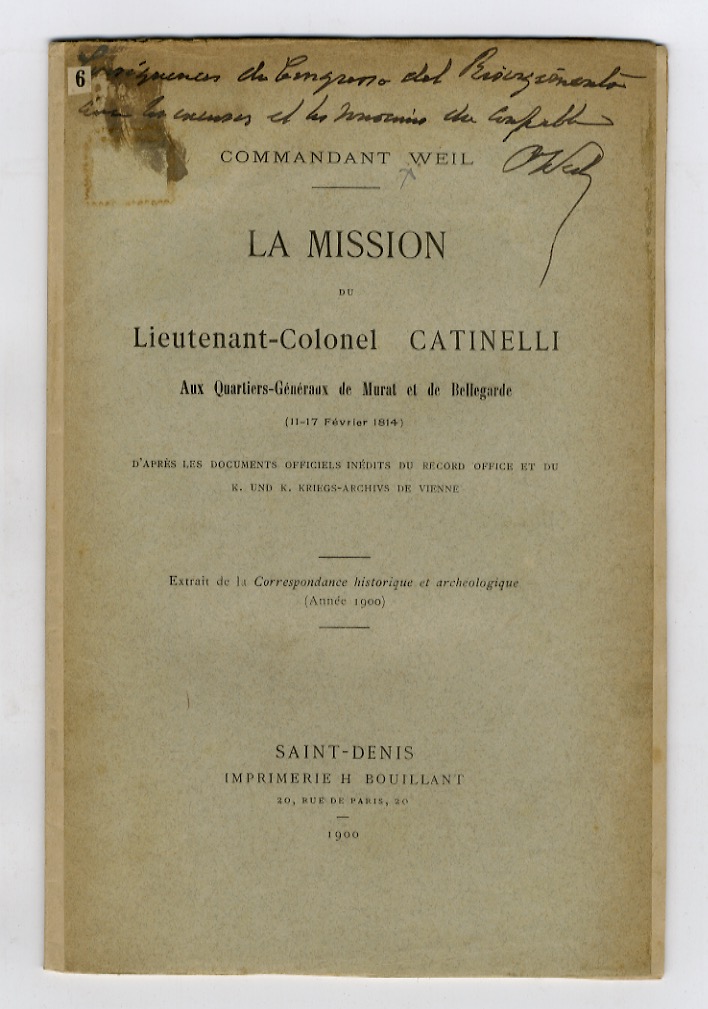 La missione du Lieutenant-Colonel Catinelli aux Quartiers Généraux de Murat …