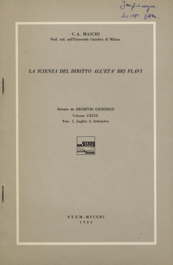La scienza del diritto all'età dei Flavi.