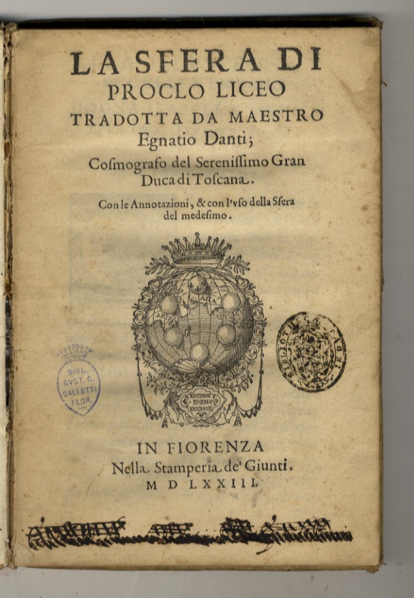 La sfera di Proclo Liceo tradotta da maestro Egnatio Danti; …