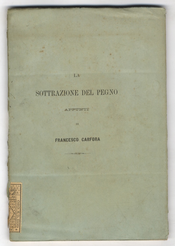 La sottrazione del pegno. Appunti.