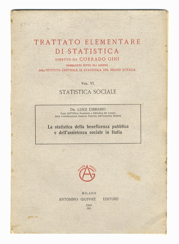 La statistica della beneficenza pubblica e dell'assistenza sociale in Italia.