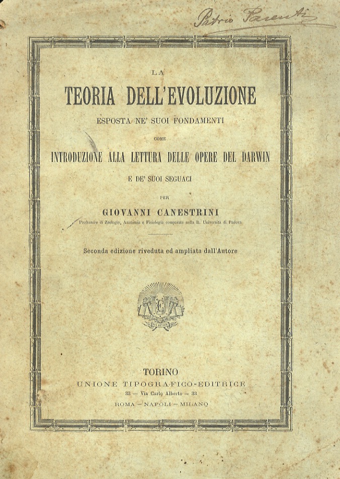 La teoria dell'evoluzione esposta ne suoi fondamenti come introduzione alla …