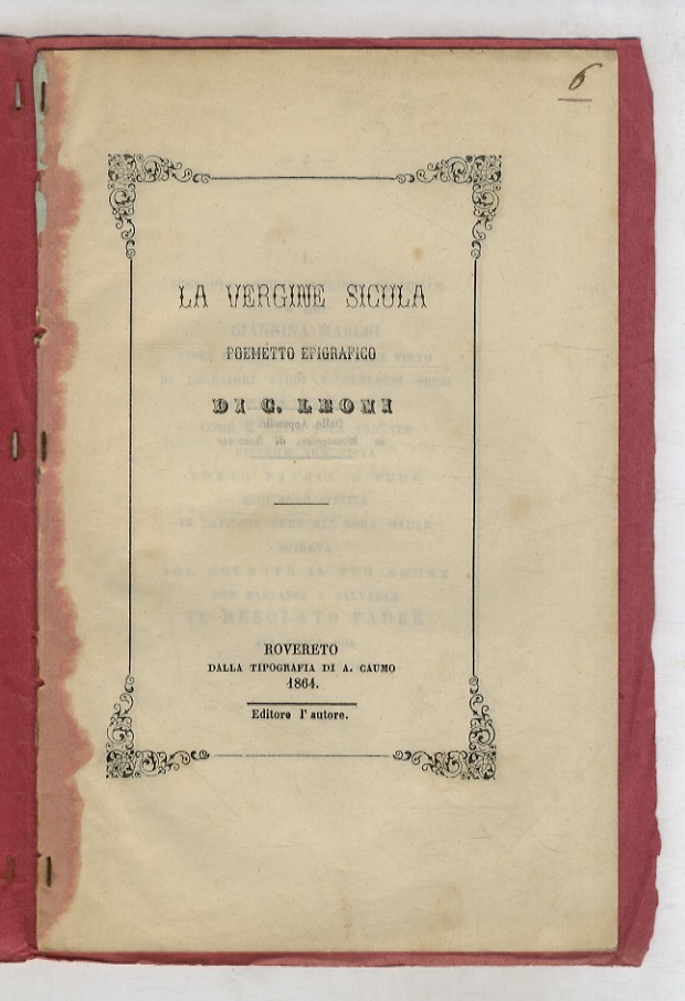 La vergine sicula. (Giannina Marchi). Poemetto epigrafico.