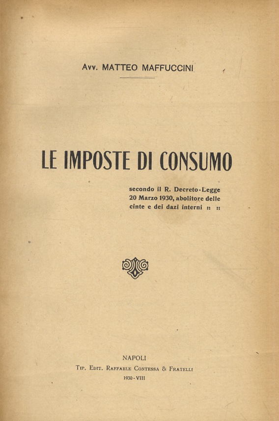 Le imposte di consumo secondo il R. Decreto-Legge 20 marzo …