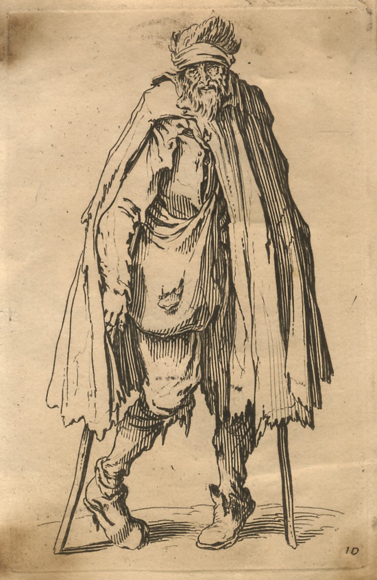 Le mendiant aux béquilles et à la besace.