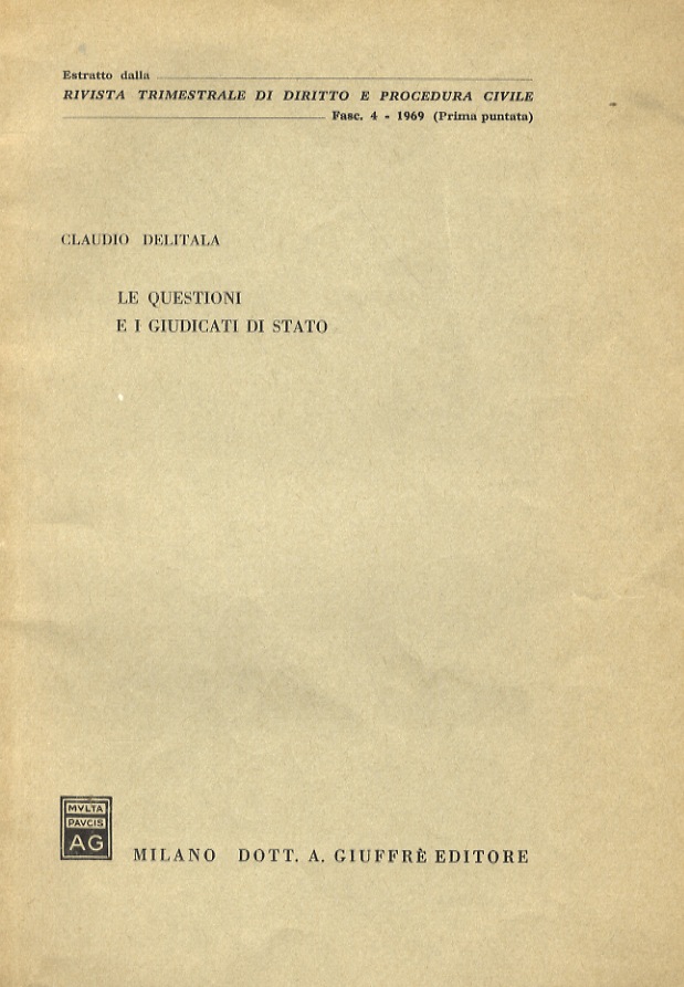 Le questioni e i giudicati di Stato.